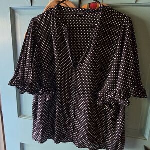 Ann Taylor Black and White Polka Dot Blouse